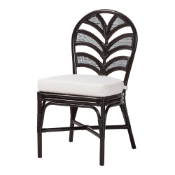 bali & pari Niven Natural Rattan Dining Chair with Cushion - Handwoven Wicker Accent Chair with Banana Leaf Backrest Design for Kitchen or Dining Room